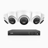 H800 - 4K 8 Kanal PoE Überwachungskamera-Set mit 5 Kameras, Eingebauter Mikrofon- und SD-Kartensteckplatz, Farbe & IR Nachtsicht, 96° Sichtfeld, Unterstützt RTSP